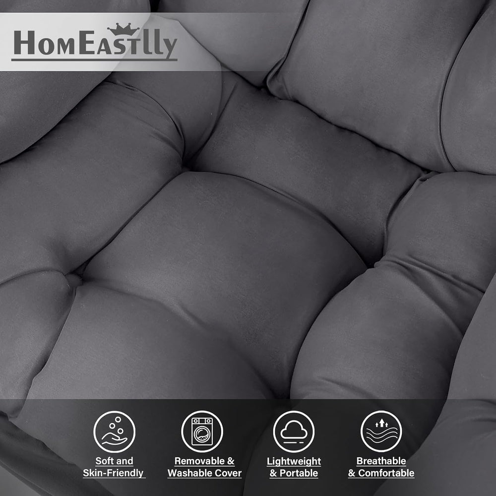 Lazy Chair with Ottoman, Soft Comfy Chair for Bedroom, Grey