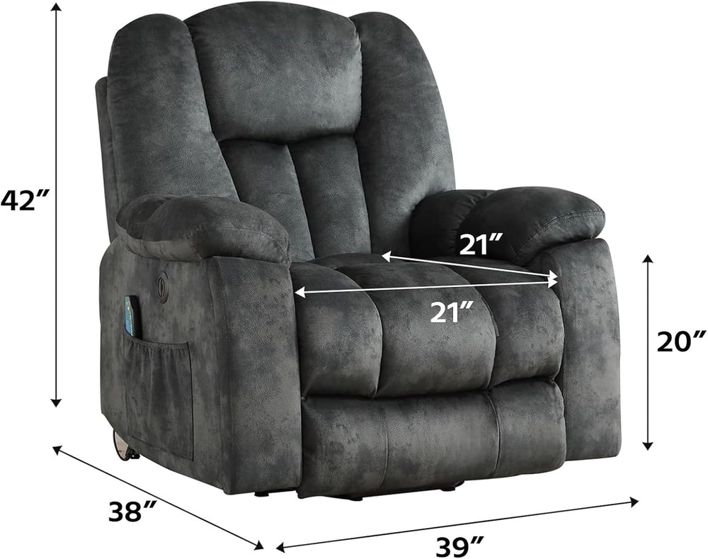 CANMOV Large Power Lift Recliner Chair with Massage, Heat, and USB for Elderl...