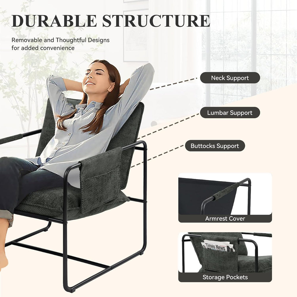 Nebuaegis Accent Chair with Metal Frame, Upholstered Living Room Chairs with ...