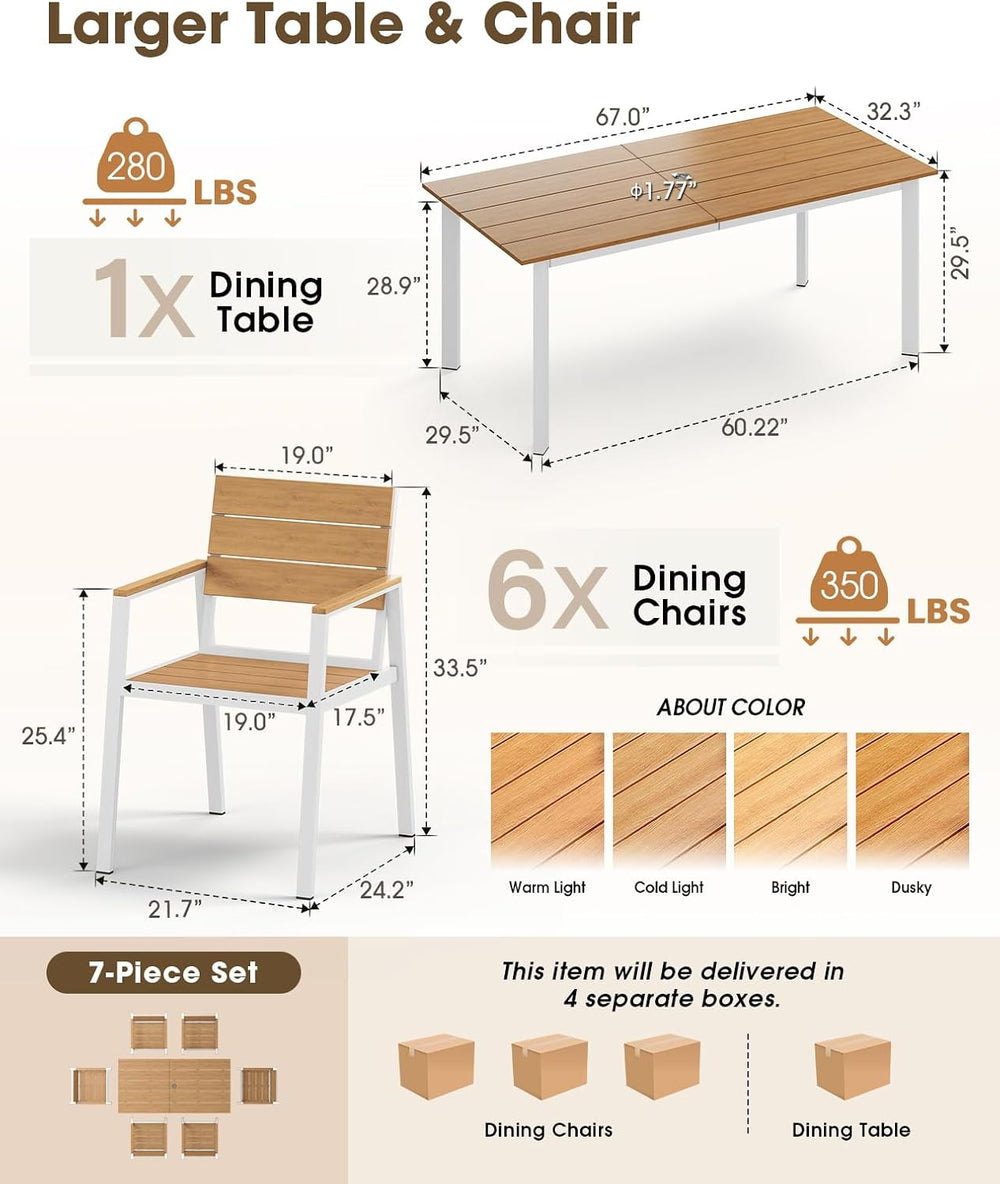 Outdoor Dining Set, Aluminum & HDPS Outdooor Table and Chairs Set