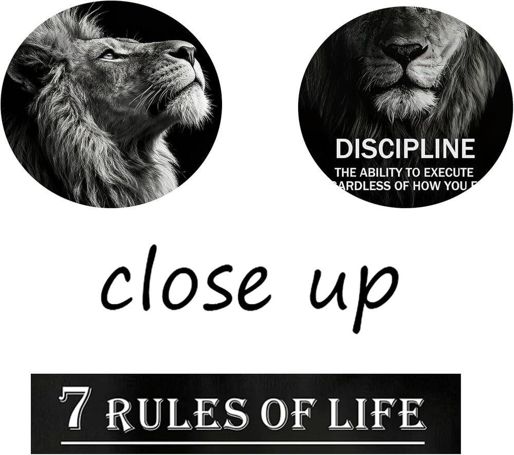 3 Pieces Lion Motivational Canvas Wall Art Mindset is Everything Inspirationa...