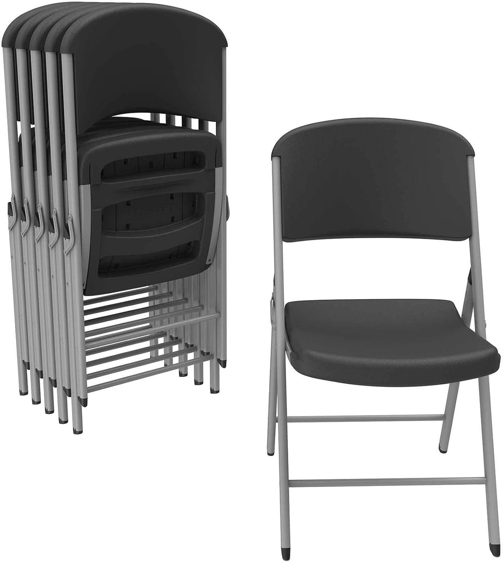 LIFETIME 80844 Commercial Grade Folding Chairs, 6 Pack, Black