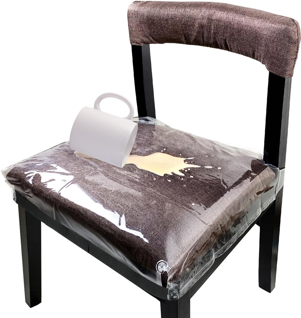 4 Pack Large Plastic Chair Covers for Dining Room, Clear Chair Seat Protector...