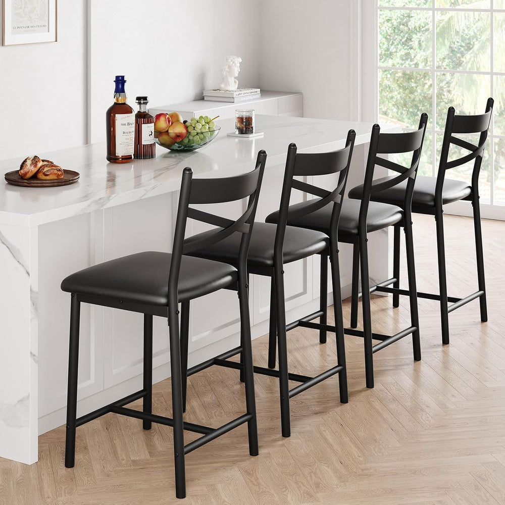 Garvee 26'' Bar Stools Set of 2, Counter Stools with Back & Thick...