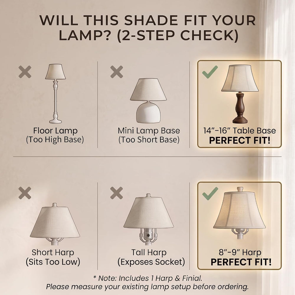 1-Pack Cream Bell Lamp Shade, 6.7" Top x 13" Bottom x 10" Heig...