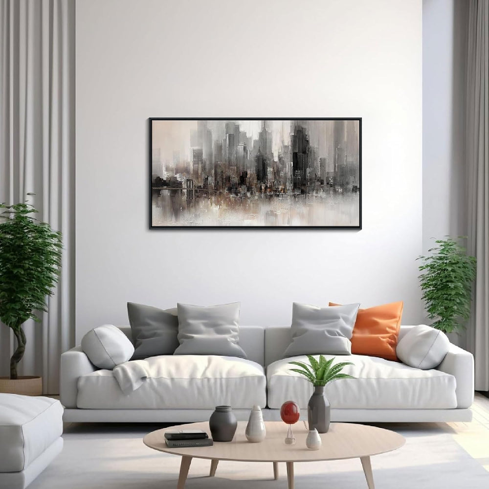 Cityscape Wall Art New York City Skyline Buildings Picture Modern Abstract Gr...