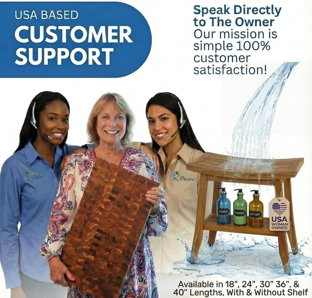 EcoDecors Satori 34-Inch Natural Teak Shower Bench, Waterproof