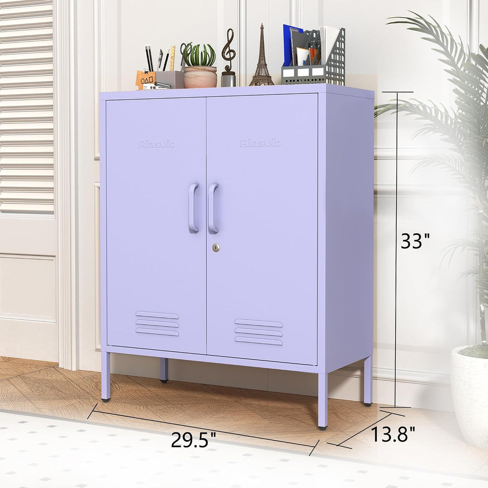 Multipurpose Accent Cabinet Locker, Metal Storage Cabinet with 2 Adjustable S...
