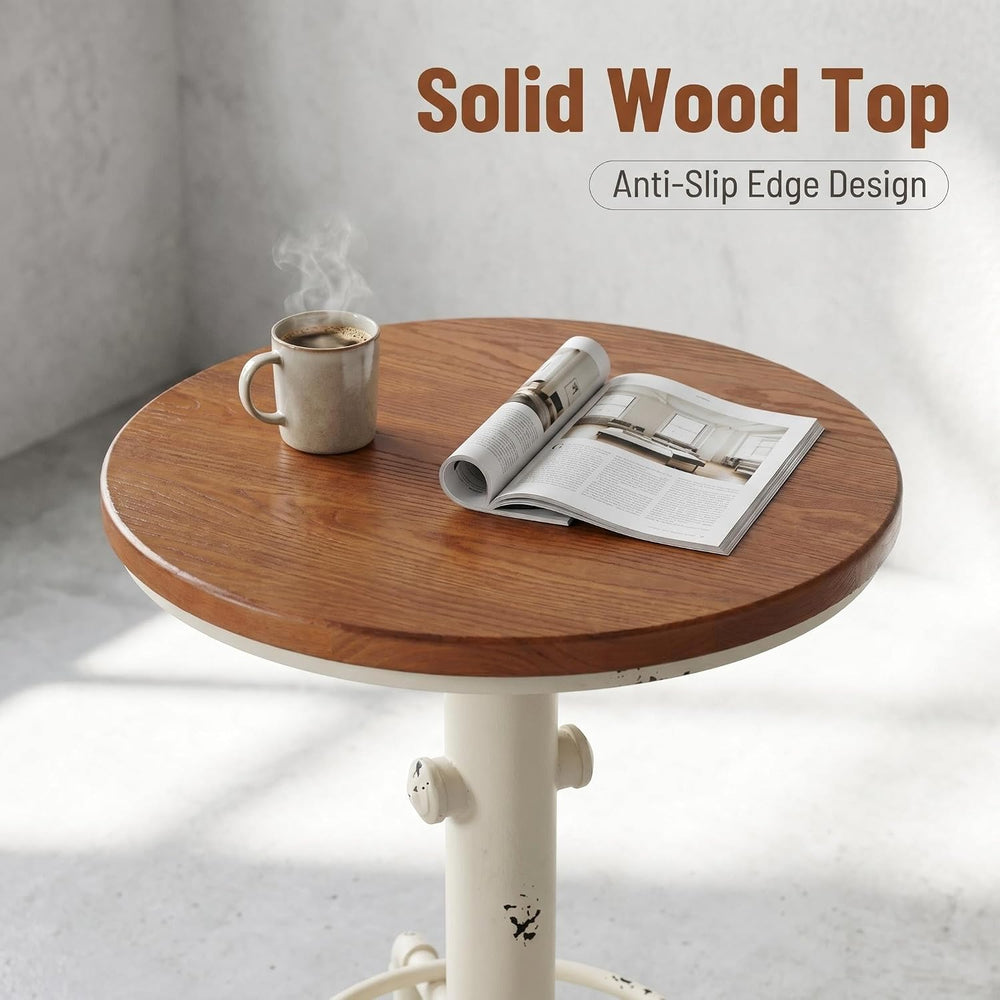 Topower Industrial Bar Table 32.3-38.2" Adjustable Pub Table Kitchen Din...