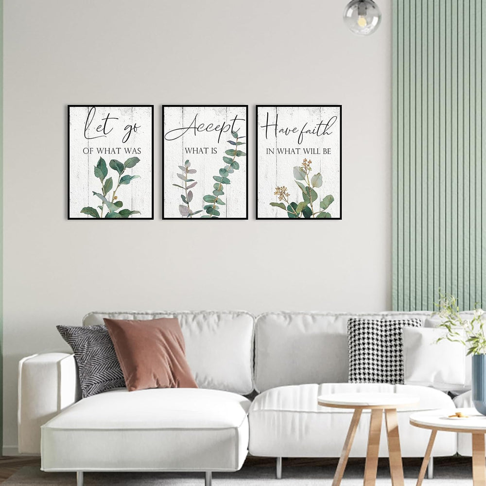 1 KINGO Inspirational Boho Eucalyptus Wall Art 12"x16" Set of 3