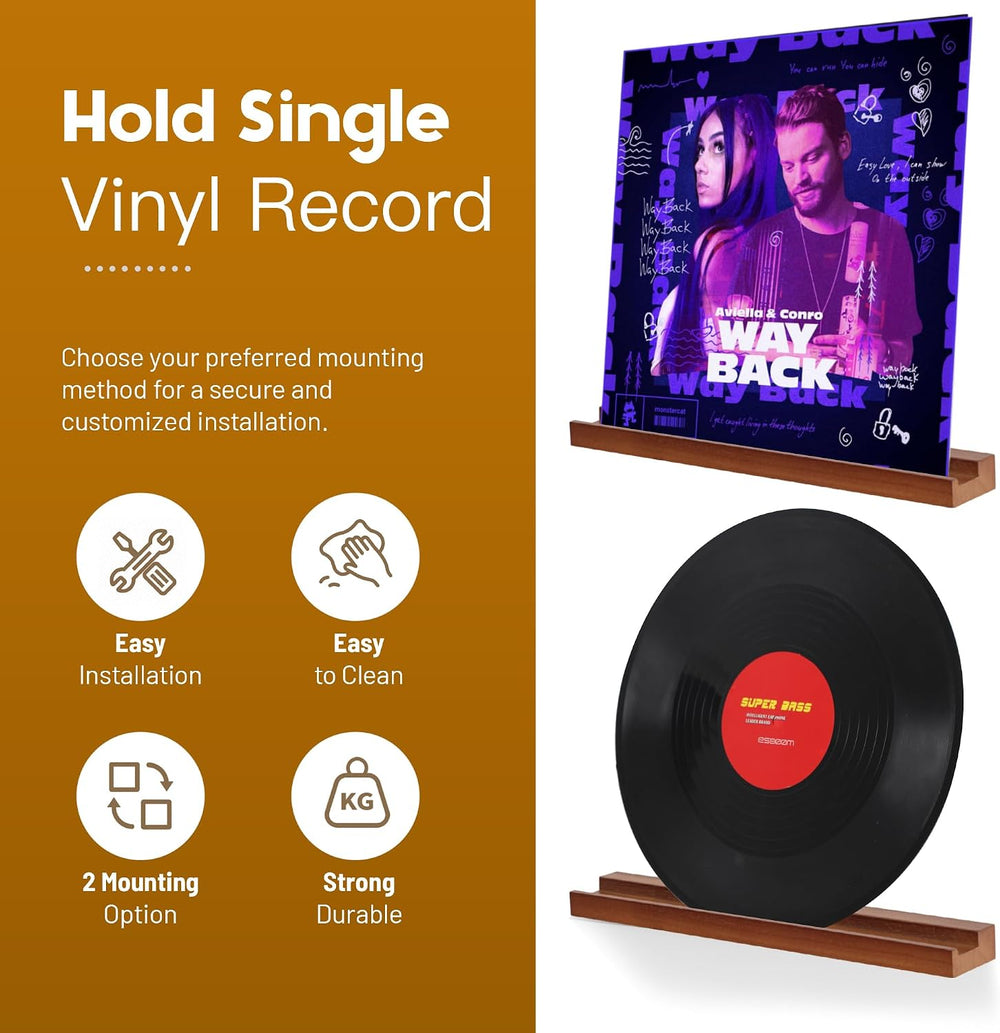 Vinyl Record Shelf Wall Mount,Record Album Display Holder,2 Pack