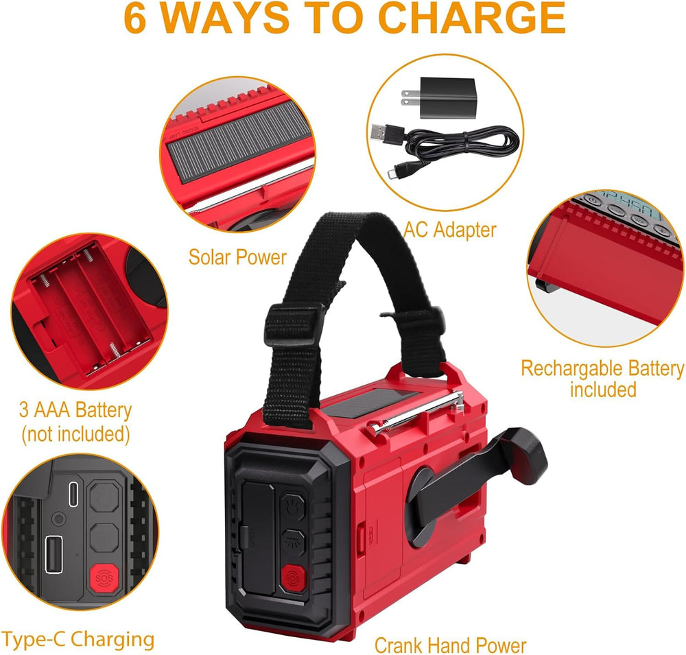 Raynic Emergency Radio, 5000mAh/18500mWh Weather Radio, Solar Hand Crank Emer...