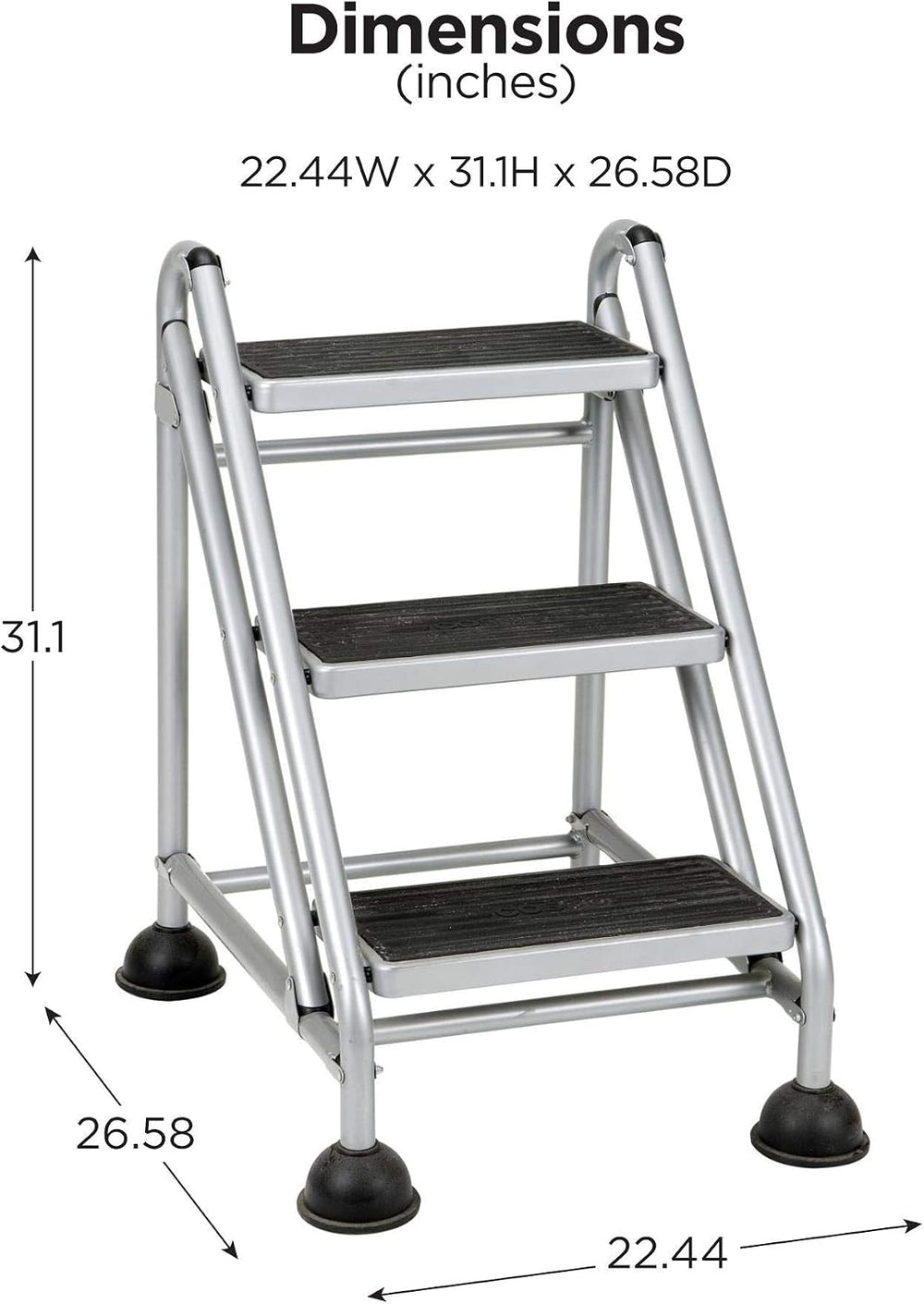 Cosco 3-Step Rolling Step Ladder, Grey