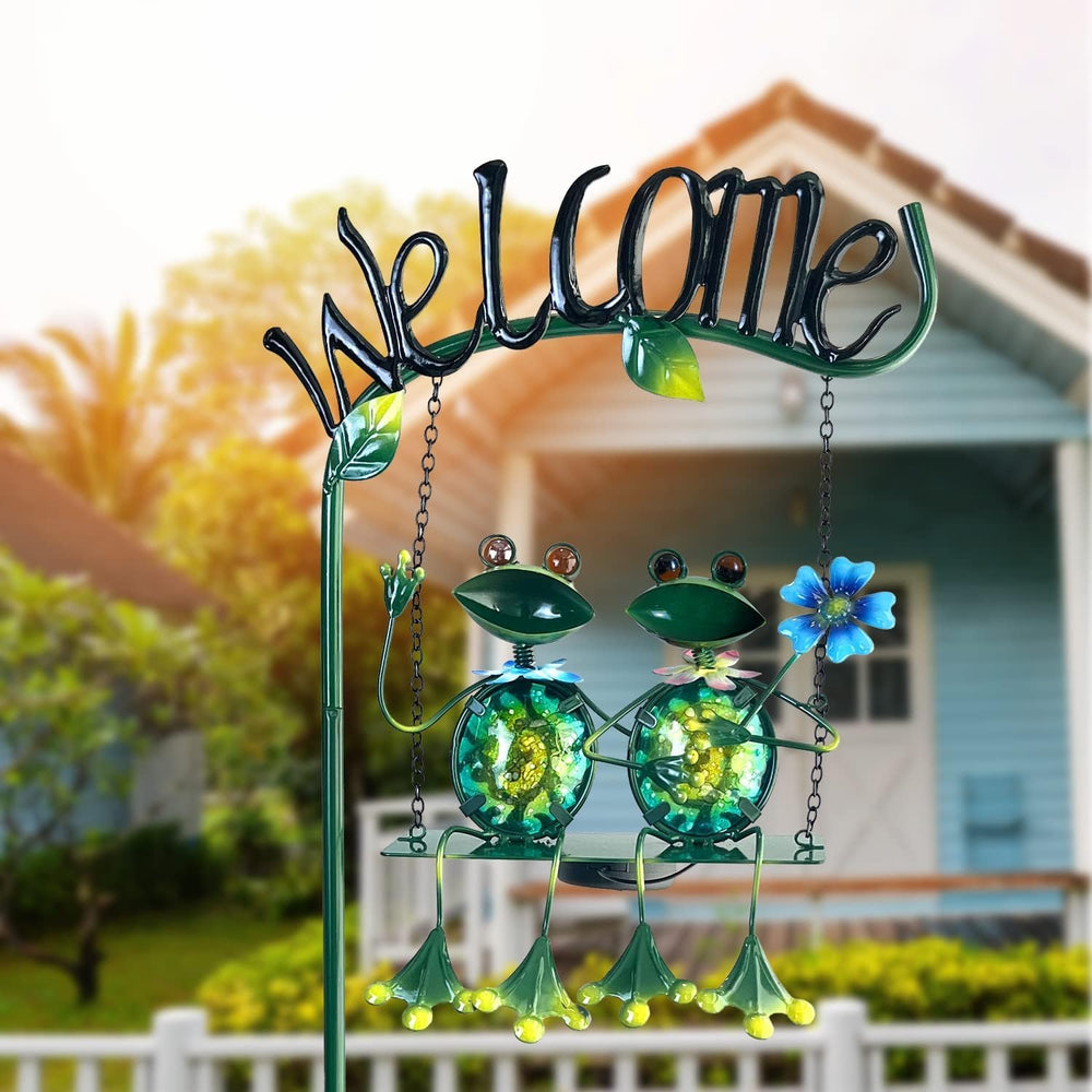 HONGLAND Solar Lights Outdoor Waterproof, Frog Swing Garden Decor, Frog Decor...