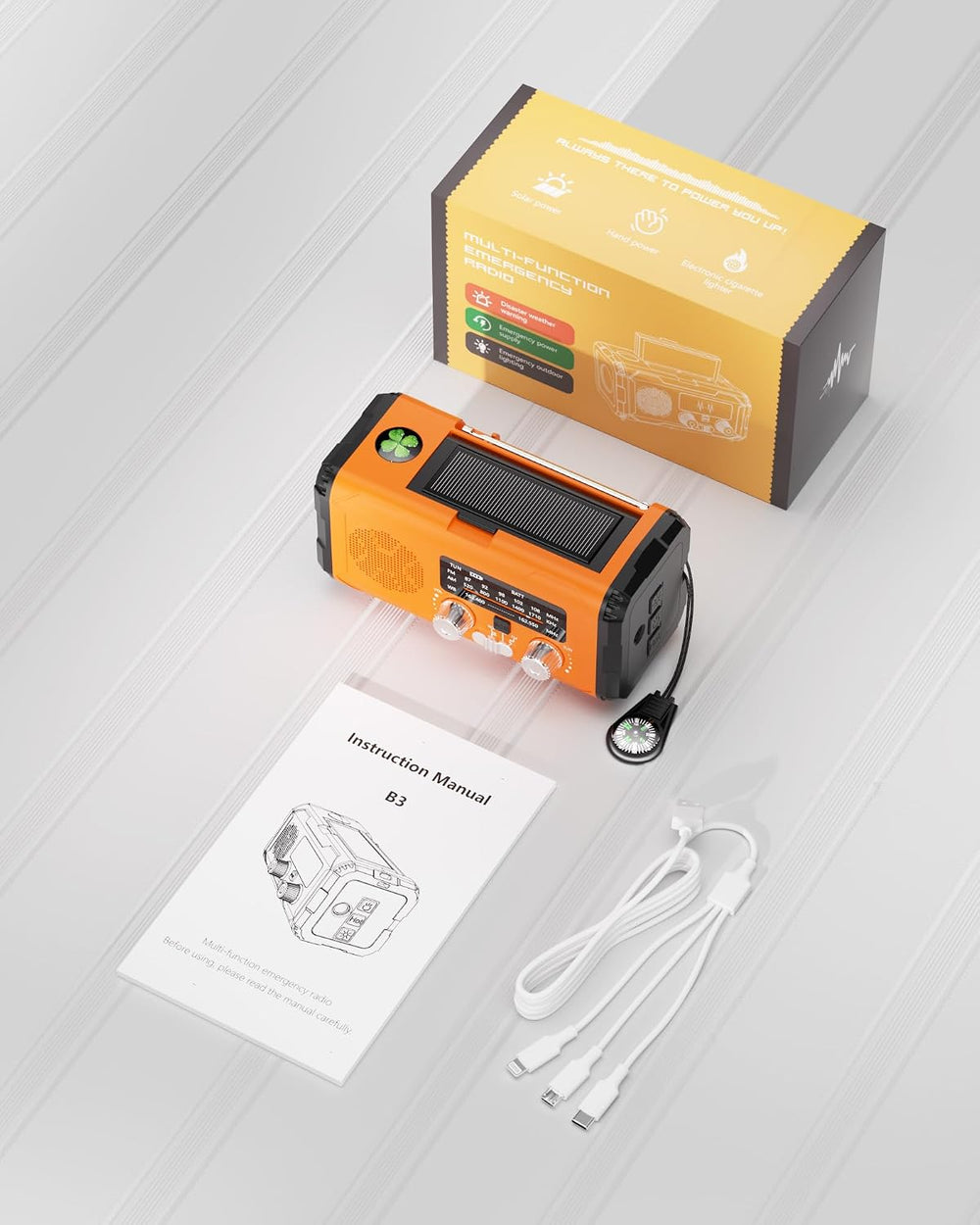 Emergency Weather Radio NOAA AM FM with 10000mAh Power Bank & Fire Starte...