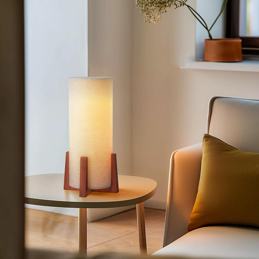 Modern Small Table Lamps, Nightstand Lamp with Linen Fabric Shade, 13.97"...