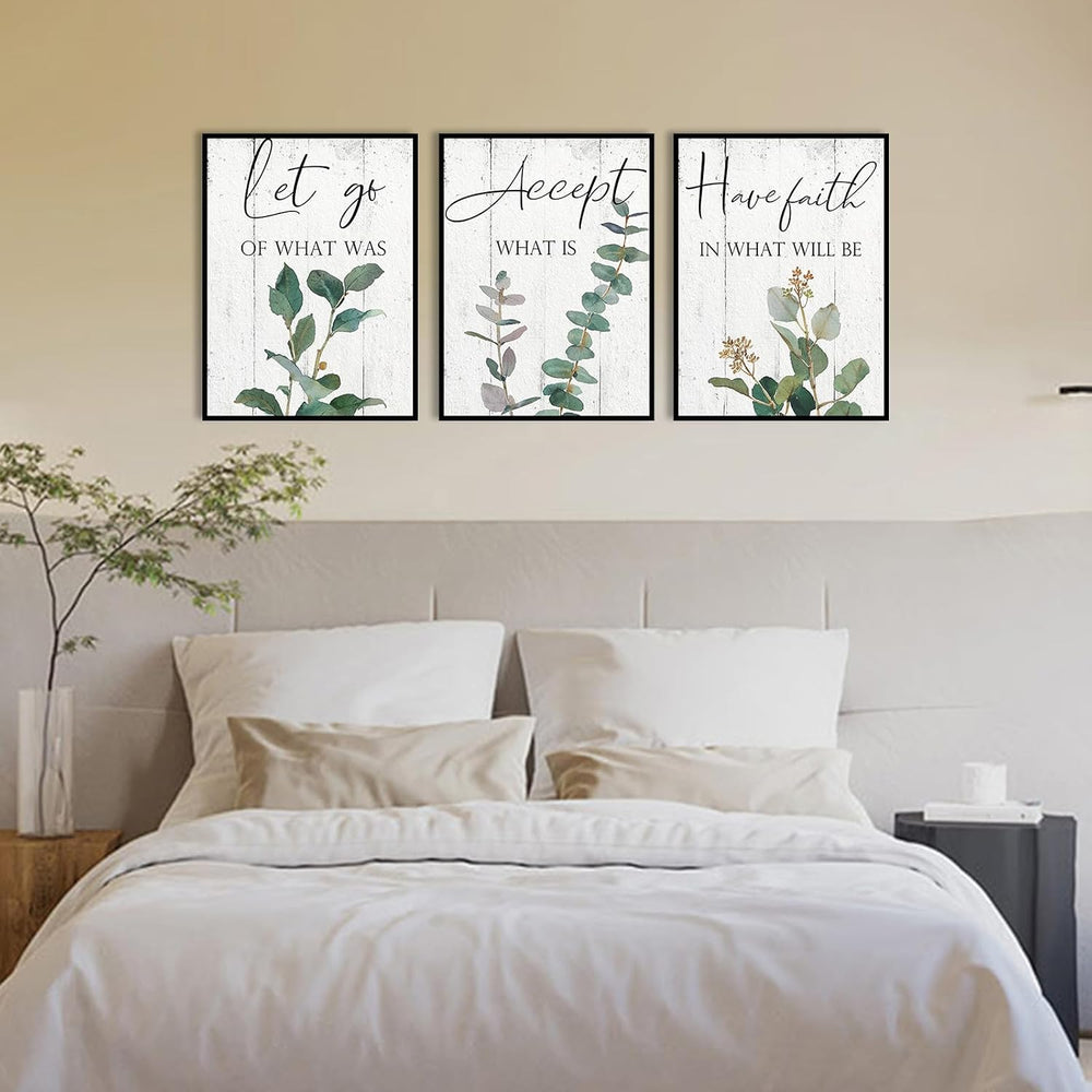 1 KINGO Inspirational Boho Eucalyptus Wall Art 12"x16" Set of 3