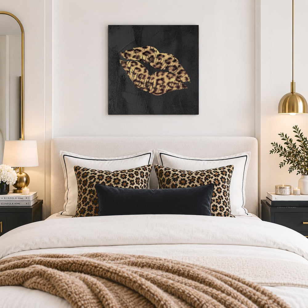 Fashion Lip Canvas Wall Art Sexy Leopard Lip Decor Cheetah Bathroom Decor Fra...