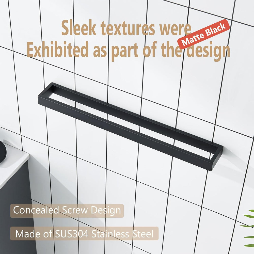 KOKOSIRI Towel Bar Matte Black Bath Towel Holder 20-Inch Kitchen Rack Stainle...