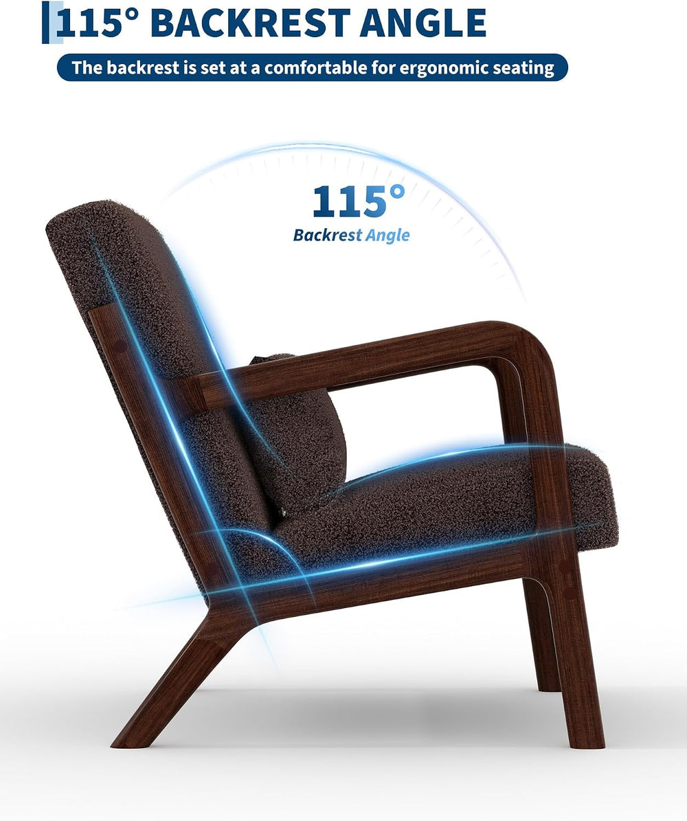 Garvee Mid Century Accent Chair, Upholstered Armchair with Lumbar Pillow