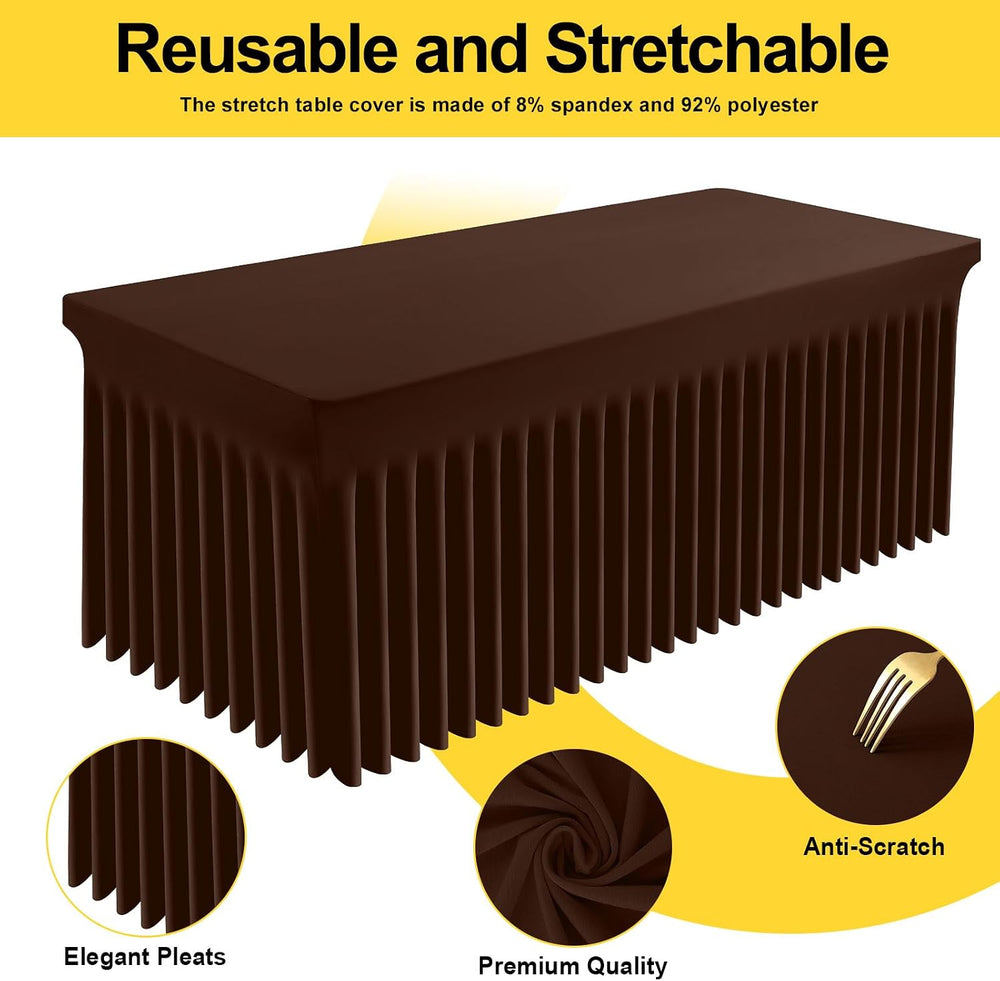 Smiry Spandex Elastic Fitted Table Cloth Skirt for 6FT Rectangle Table