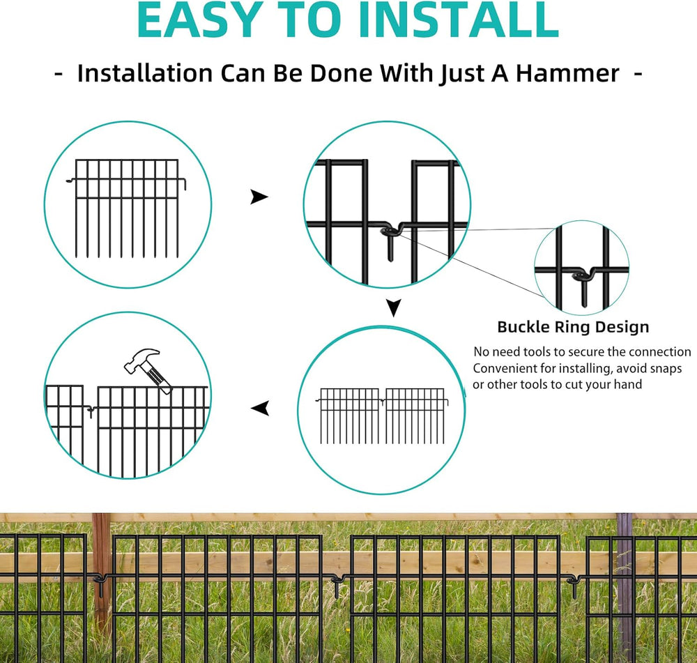 30 Panels Animal Barrier Fence, No Dig Fences, 13in(H) X 42.5ft(L) Garden Fen...