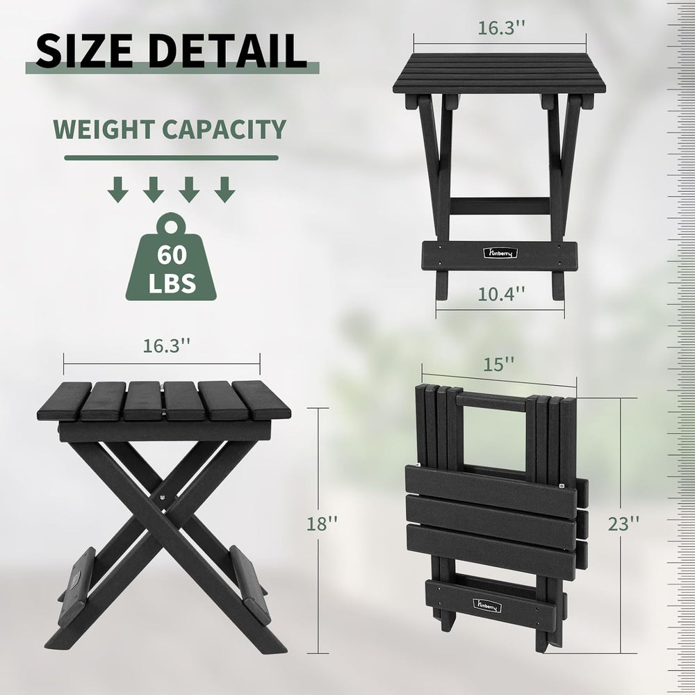 FUNBERRY Outdoor Folding Adirondack Side Table, Patio End Table