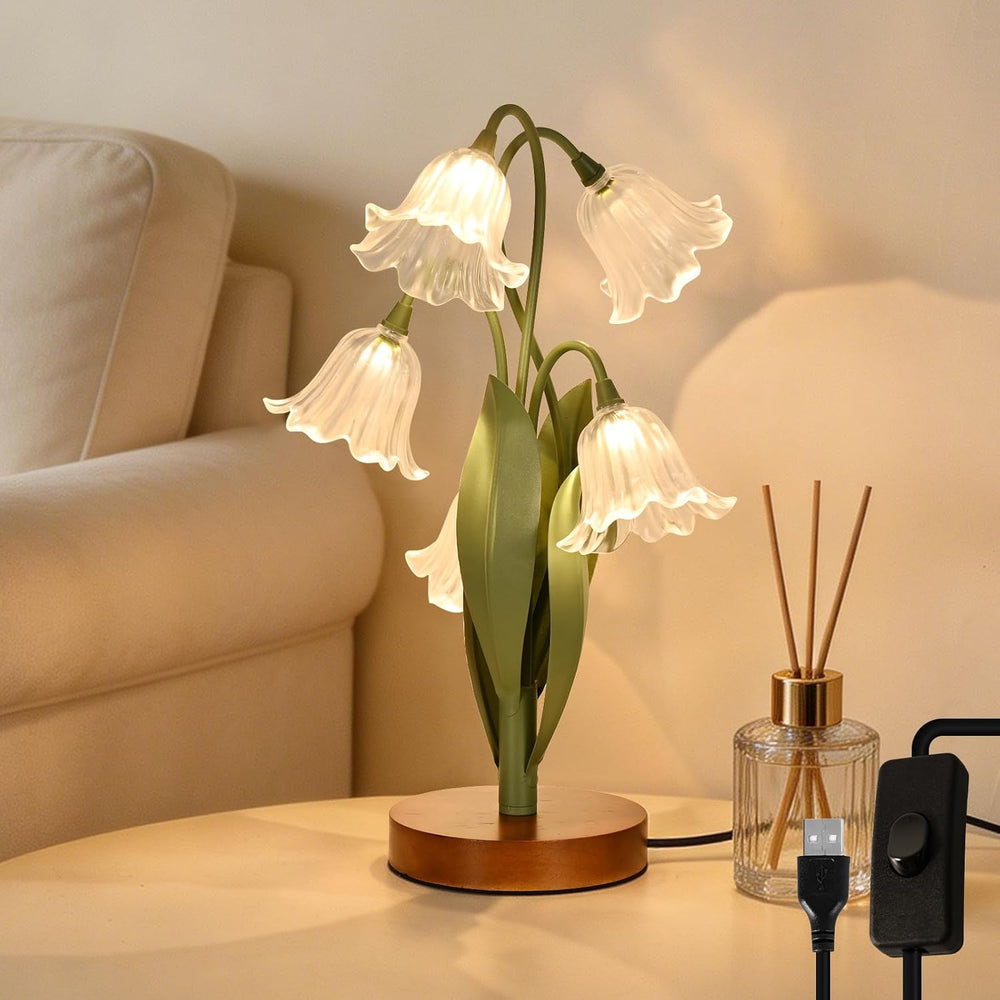 Flower Table Lamp for Bedroom, LED Cute Reading Light