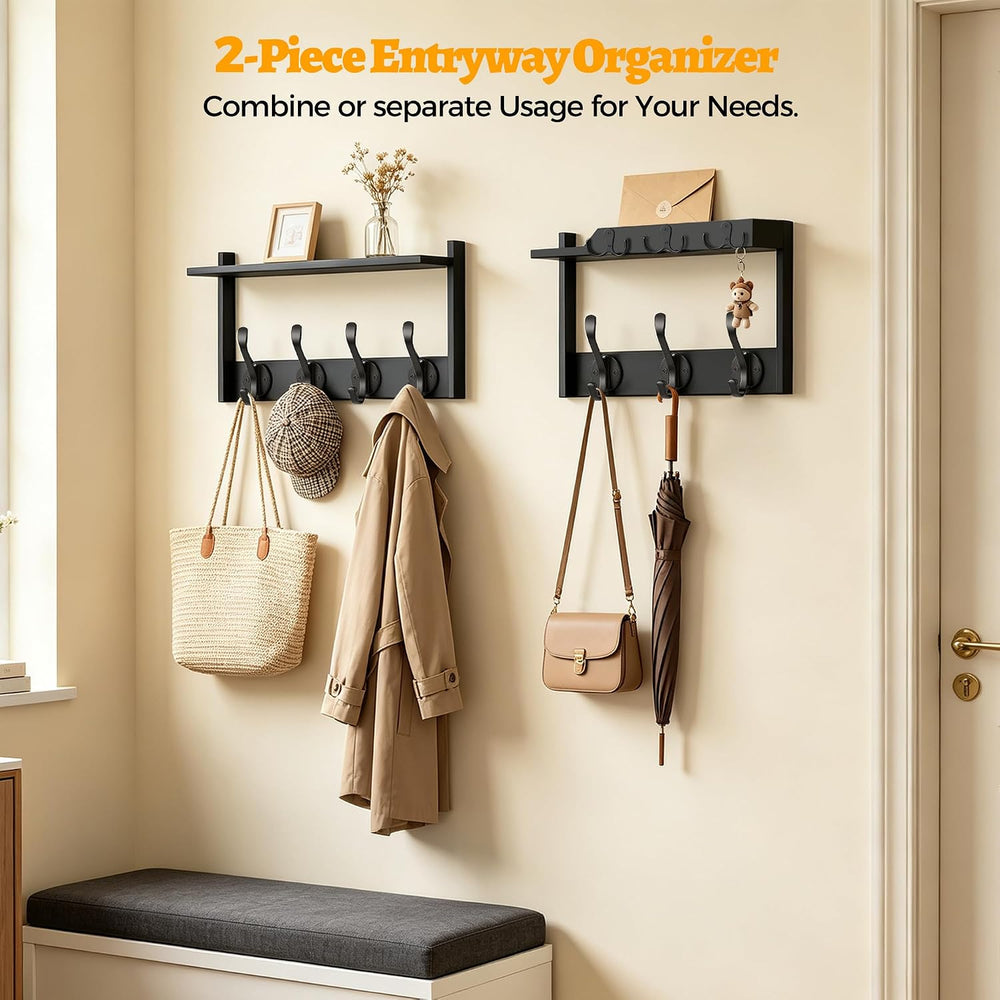 29" Coat Rack Wall Mount with Shelf for Entryway,Shelf with Hooks