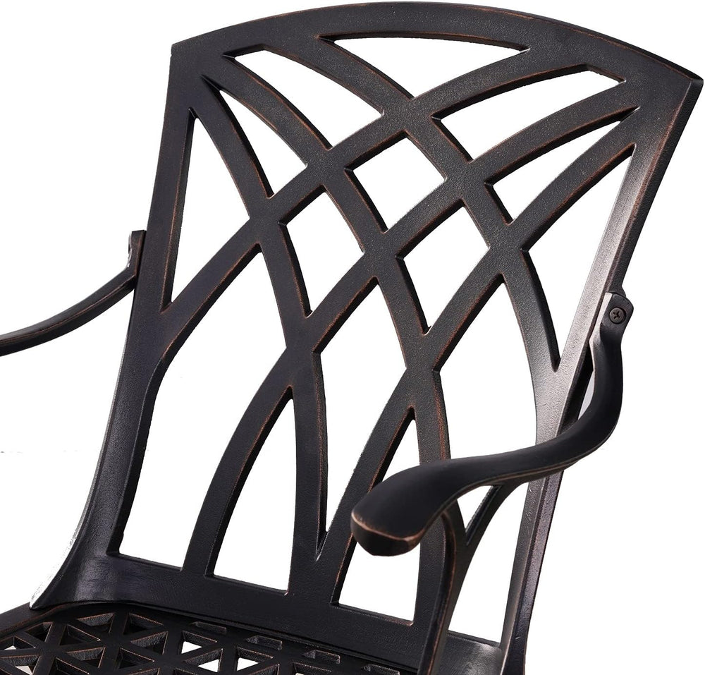 Outdoor Patio Chairs Set of 2, Cast Aluminum Biistro Dining Chairs Set of 2 w...
