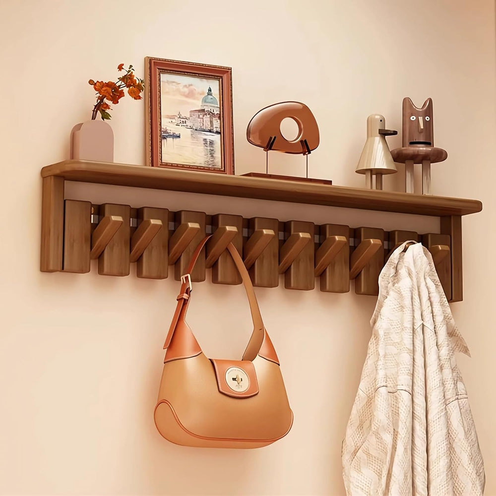 Paint Wood Wall Mounted Coat RackHooks Piano Key Hangers Natural Solid Wood H...