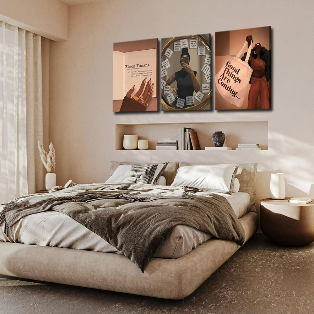 Black Girl Spiritual Wall Art, African American Woman Motivational Wall Decor...