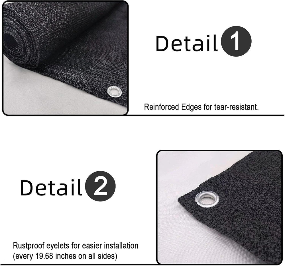 SUNLAX Custom Size 2.5'x26' Black Balcony Privacy Screen 90% UV Block