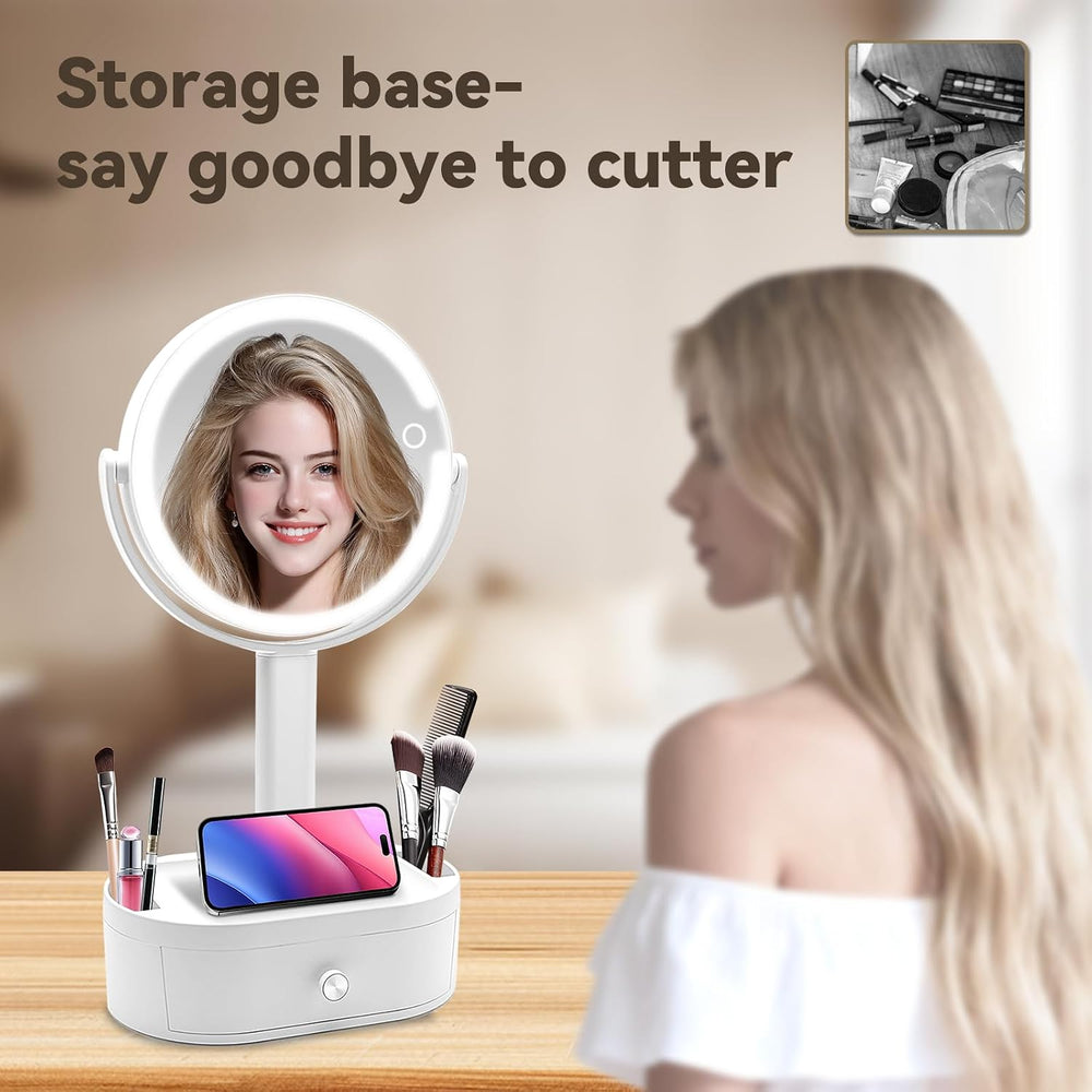 SANYCASA Makeup Mirror with Lights, Lighted Makeup Mirror with Magnification,...