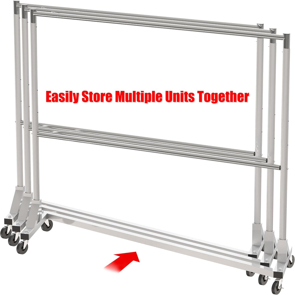 Simple Houseware Commercial Grade Z-Base Double Rod Garment Rack, Silver