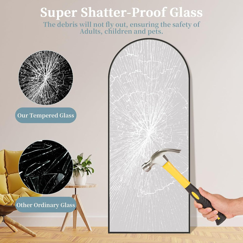 56"x14" Arched Full Length Mirror with Stand,Full Body Floor Mirror