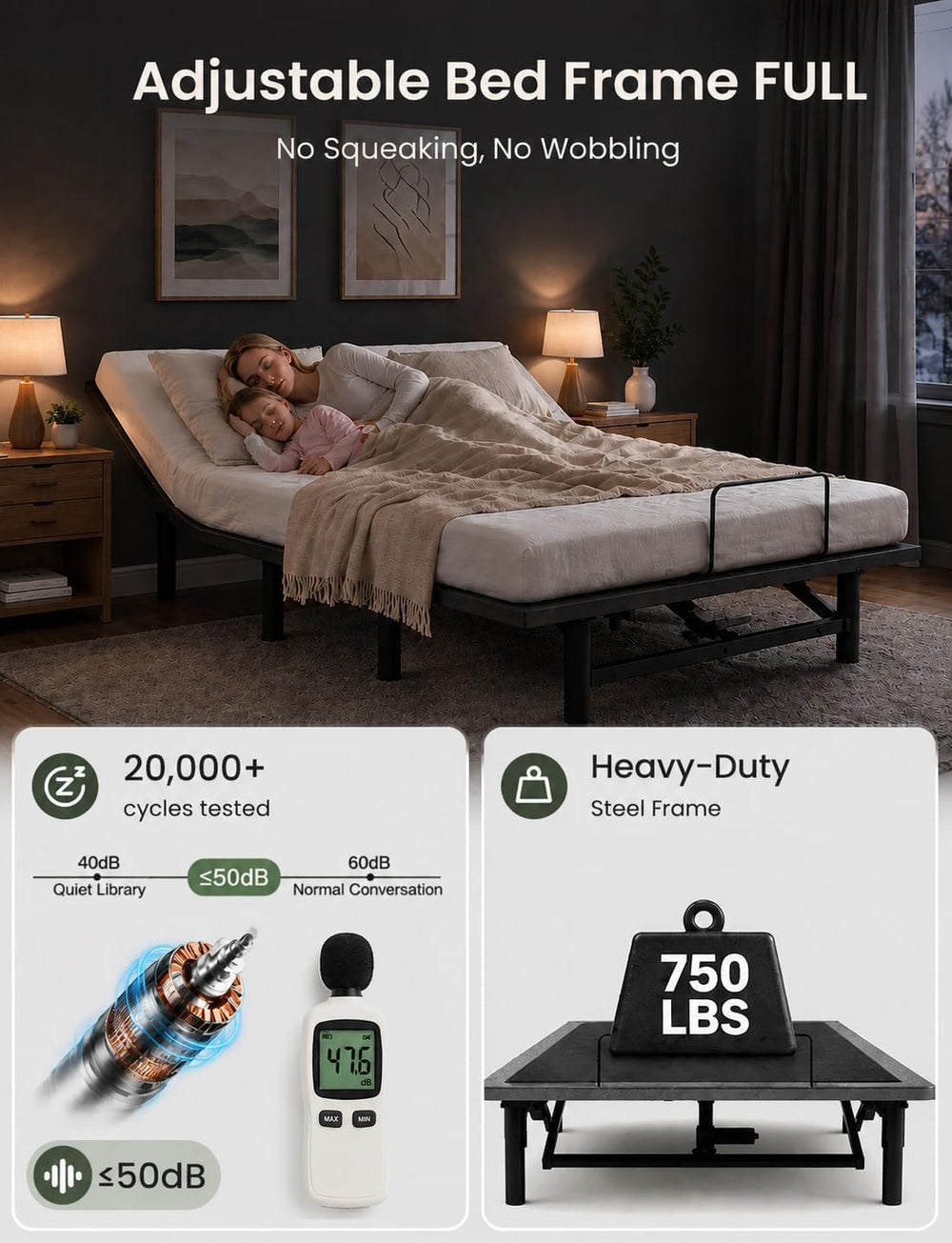 Full Size Adjustable Bed Frame with Remote & USB Ports, Zero Gravity