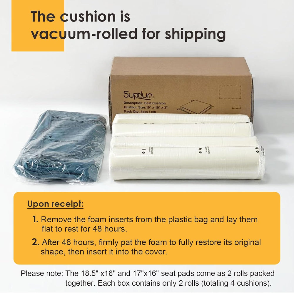 Outdoor Square Corner Seat Cushion, 19"x19"x3", Set of 4, Non ...
