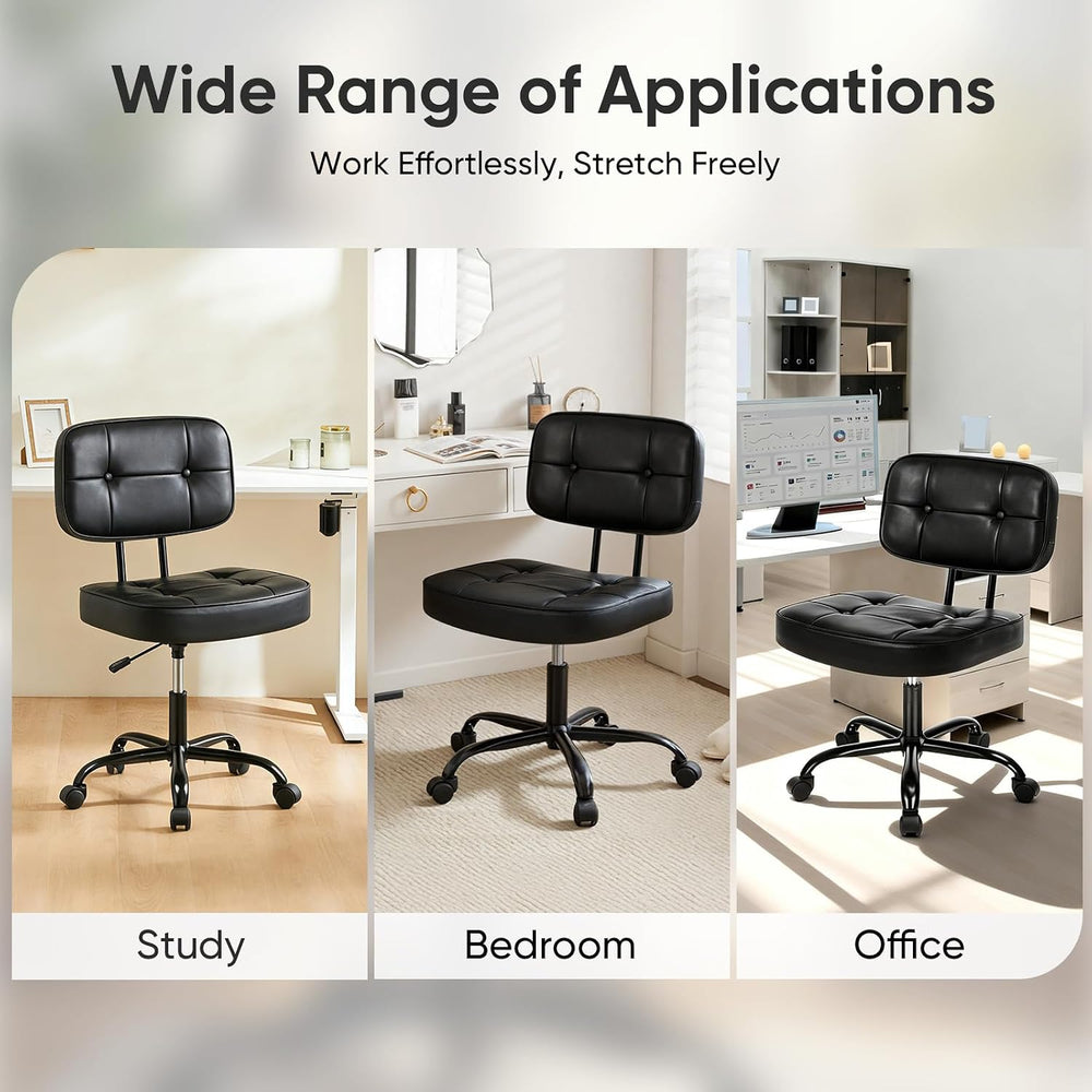 DUMOS Armless Office Desk Chair, Small Vanity Chair with Lumbar Support