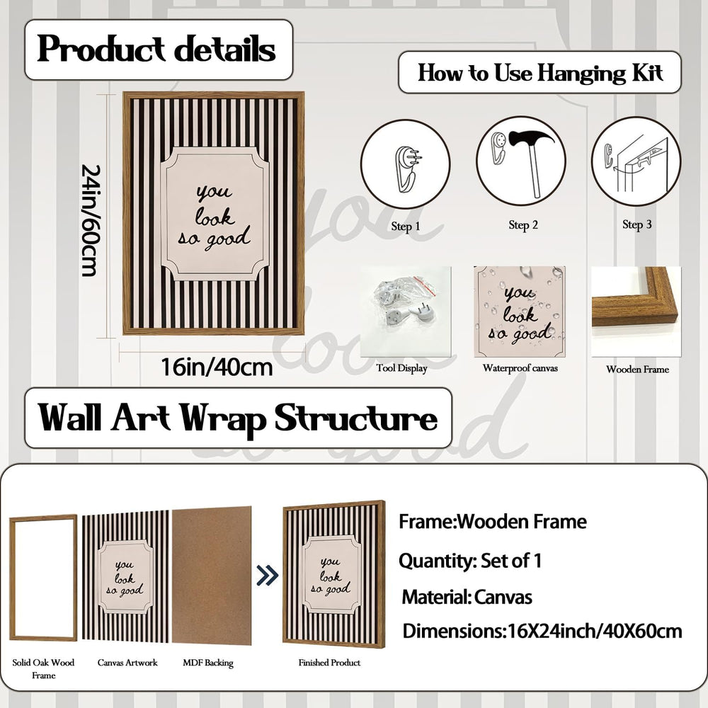 You Look So Good Bathroom Wall Art Trendy Inspirational Quote Sign Wall Decor...
