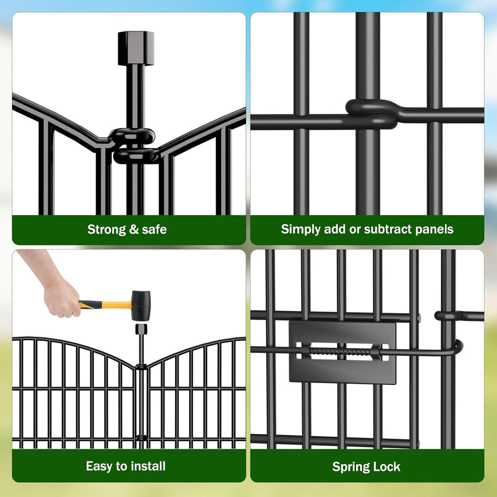 10 Panel No Dig Decorative Garden Fence with Gate 24" H x 20'L Dog B...