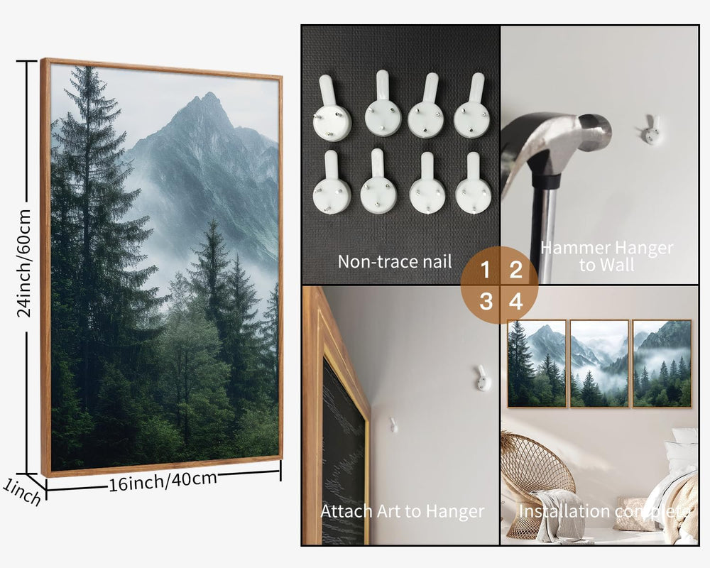 YeeHomedec Large Mountain Framed Canvas Wall Art, Mordern Calming Forest Wall...