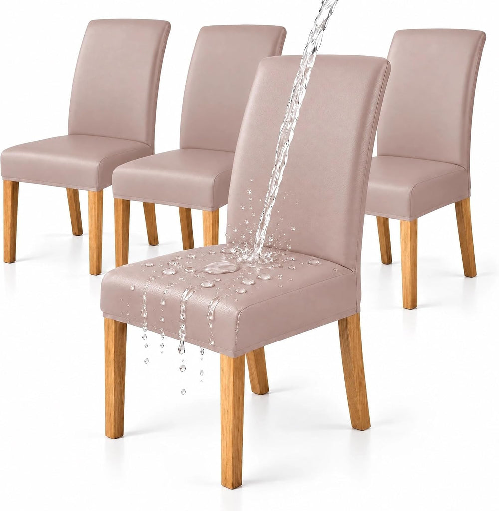 Waterproof PU Parsons Dining Chair Covers, Set of 4