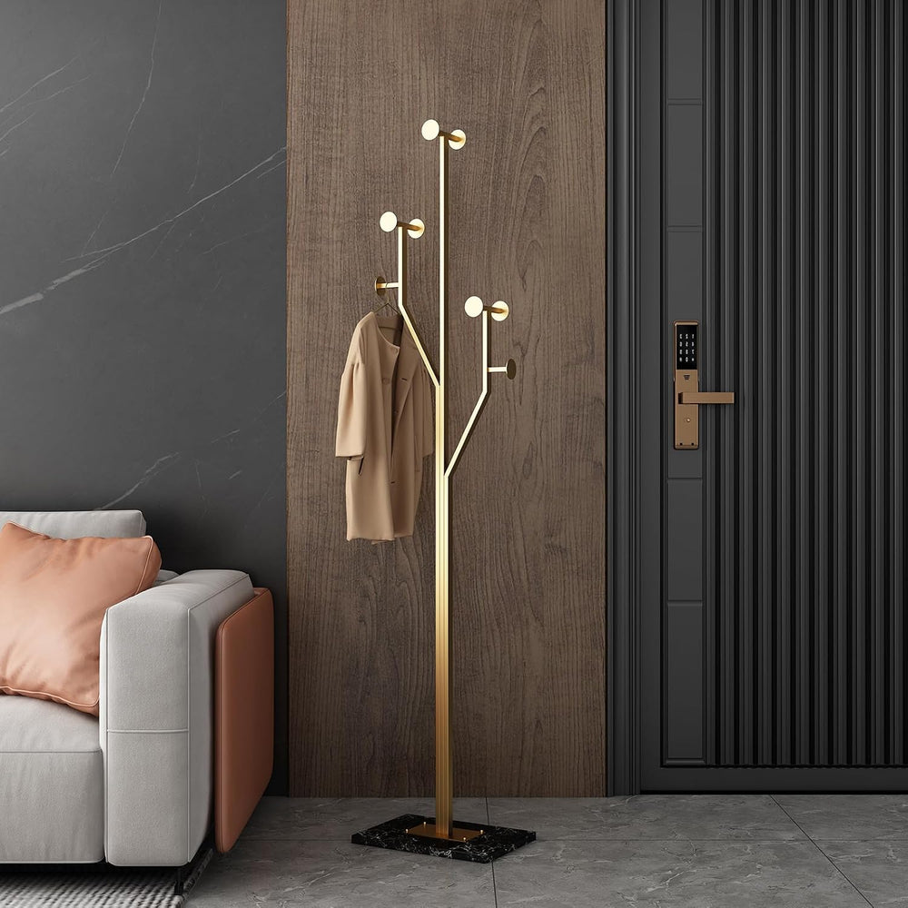JIAYUEJU Freestanding Coat Rack Marble Base Coat tree Heavy Duty(Gold) | Tree...