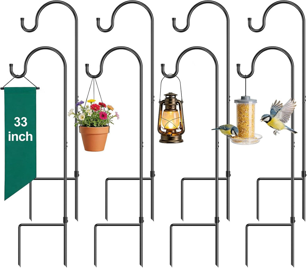 GOFORWILD 33 Inch 8 Pack Shepherd Hook for Garden Decor