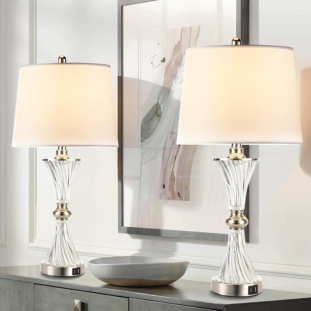 Hamucd Touch Control Table Lamp for Bedrooms 3 Way Dimmable White Drum Shade ...