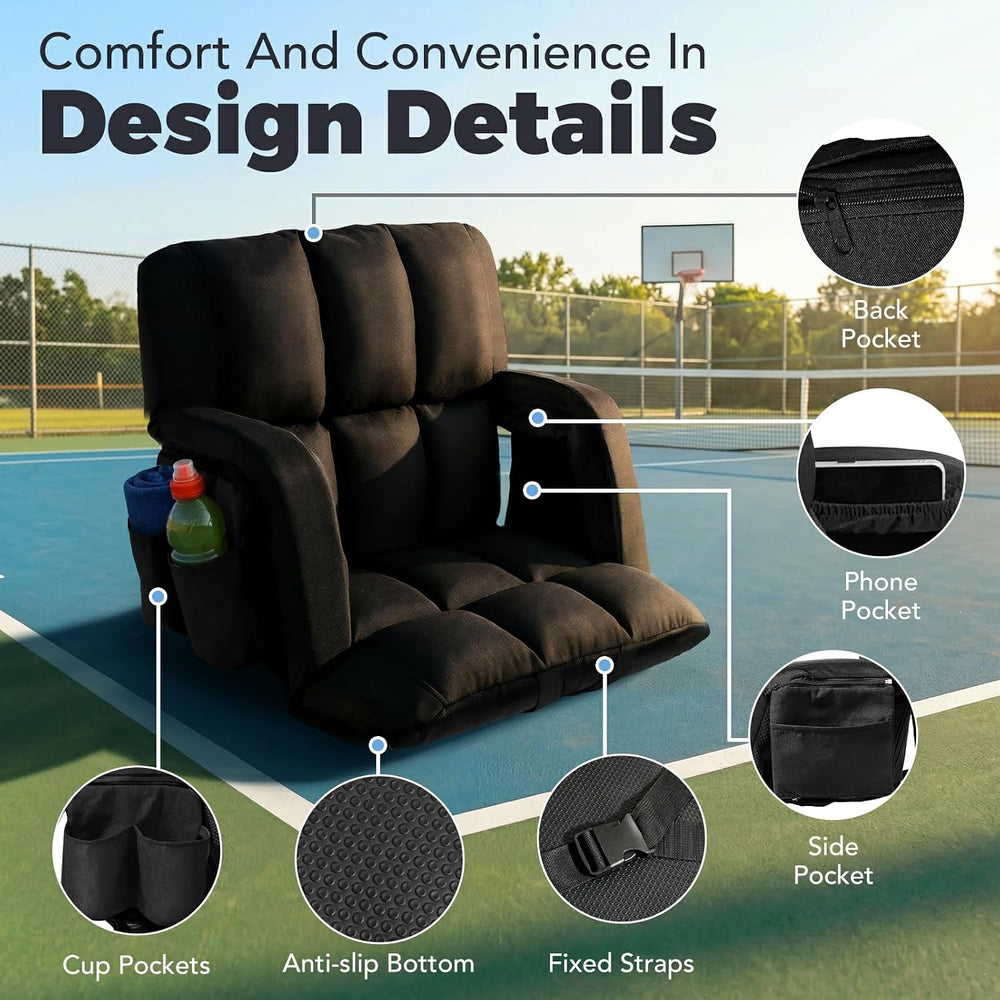 Stadium Seats with Back Support Wide, 4.7" Padded Bleacher Seat, 6-Posit...