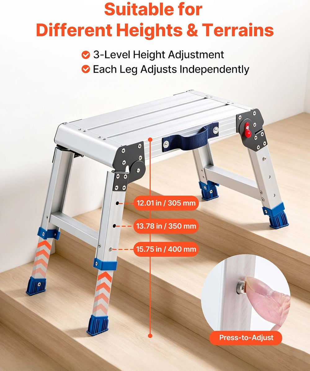 VEVOR Folding Work Platform, Adjustable Height 12-16 in, 500 lbs Capacity Alu...
