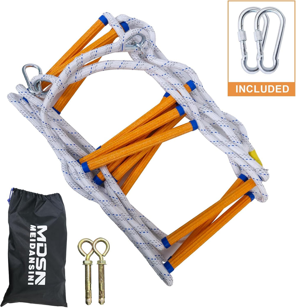 Rope Ladder,65 Feet Emergency Fire Escape Ladders Flame Resistant Safety Rope...