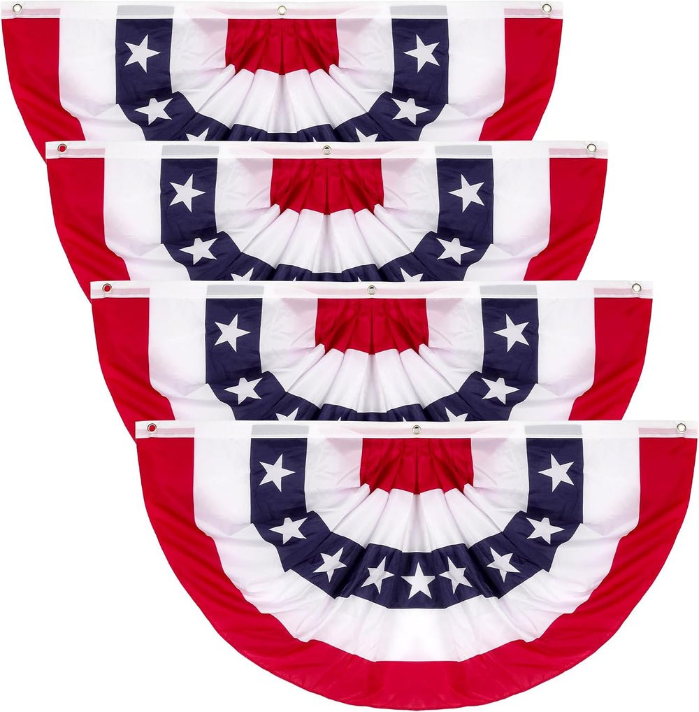 2 × 4 FT 4th of July Decorations, 4 PCS Bunting Flags Outdoor, Patriotic Four...